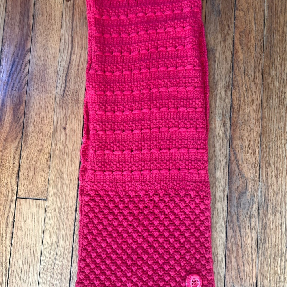 Ted Baker Red/Deep Pink Knitted Scarf with Button Detail